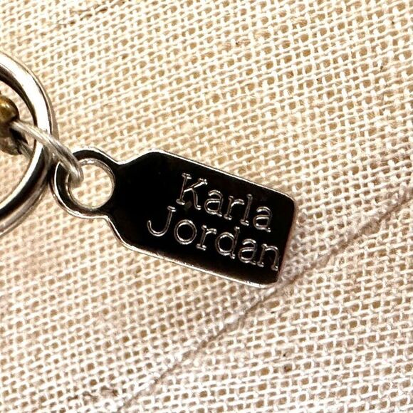 Karla Jordan mother of pearl cream  and blue asymmetrical necklace - Picture 7 of 14